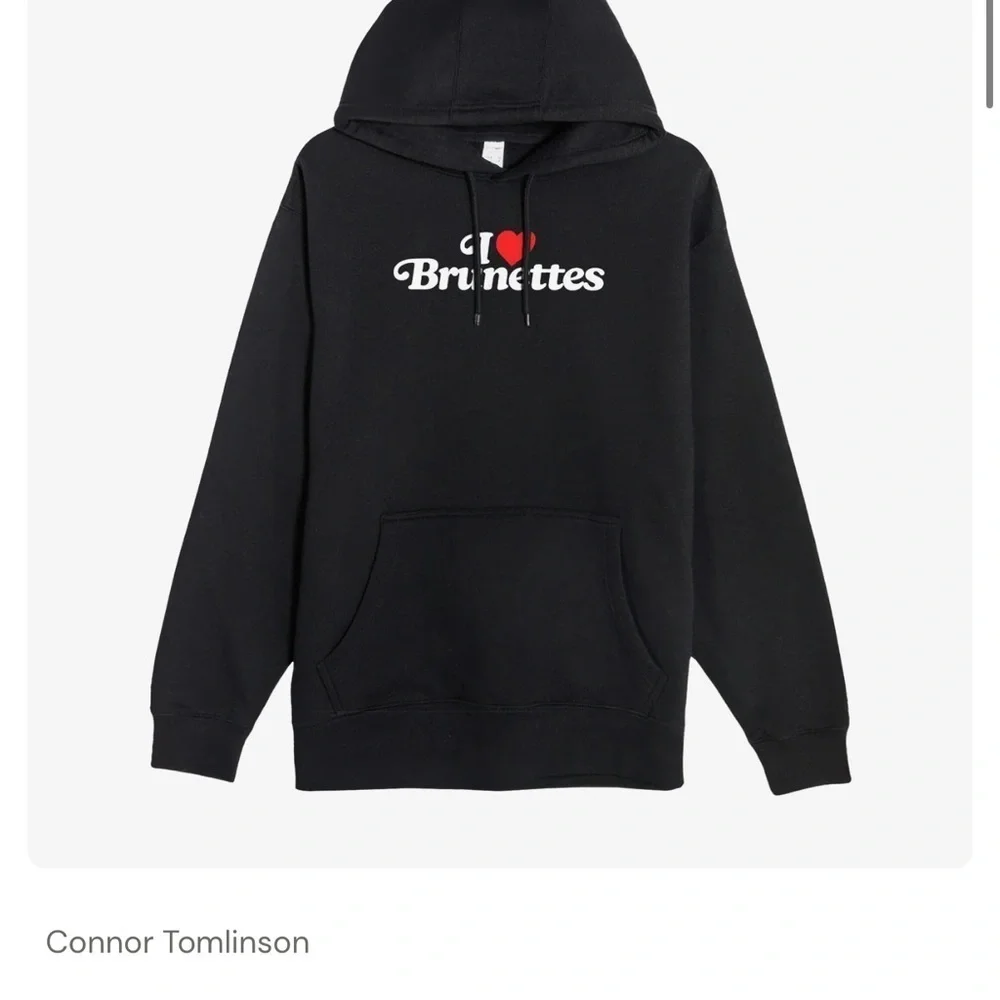 Black 'I Love Brunettes' Hoodie Connor Tomlinson Spectrum Hoodies Large NEW